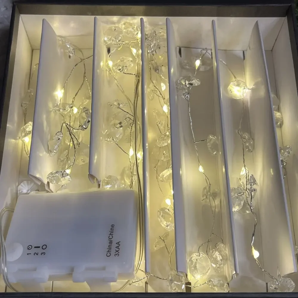 Restoration Hardware Starry Crystal Beaded Glass Garland 6 Feet Battery Timer